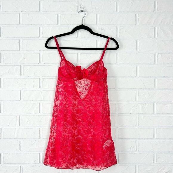 Etam Paris Red Lace Low Back Chemise Lingerie 6 - Picture 6 of 15